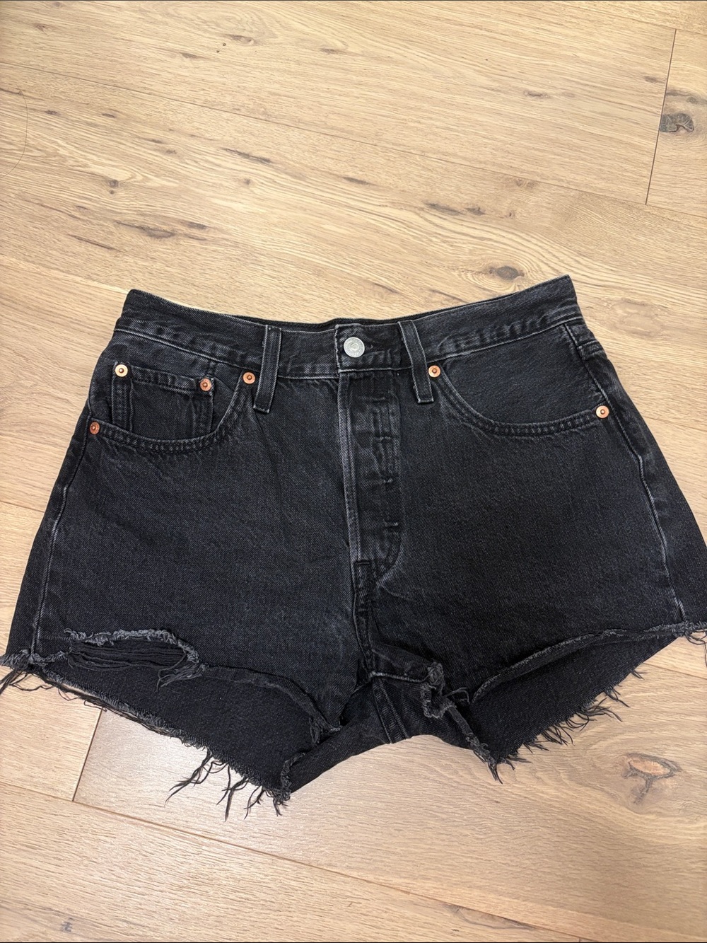 Levi's Black Distressed Cutoff Jean Shorts